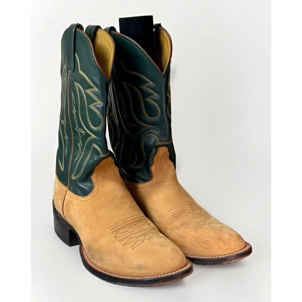 Nocona Handcrafted Western Cowboy Boots Mens Size 8.5 D Brown Tan